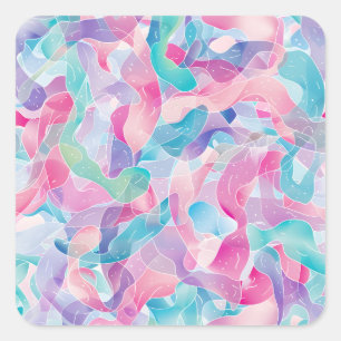 Pastel Abstract Ribbon Pattern Square Sticker