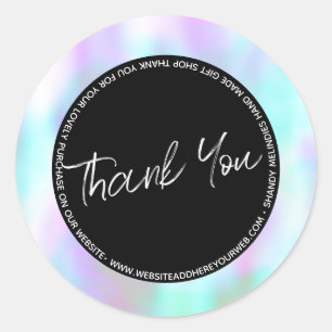 Pastel Abstract Script Business Thank You Classic Round Sticker