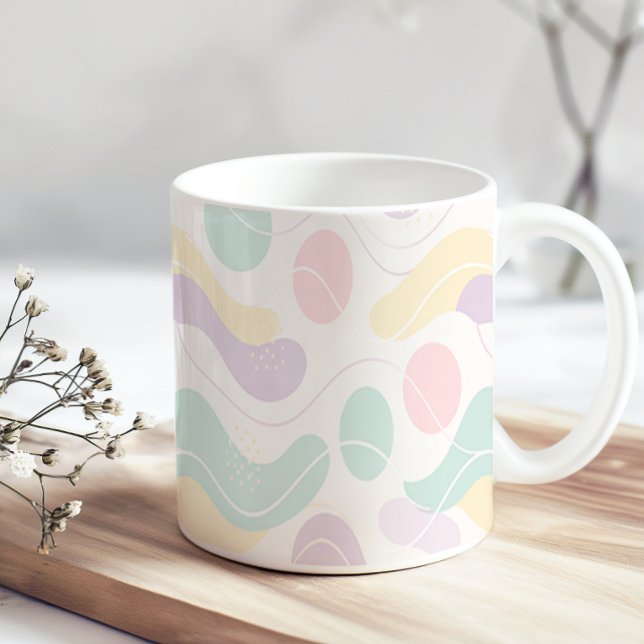 Pastel Abstract Seamless Pattern Waves and Circles Coffee Mug (Creator Uploaded)