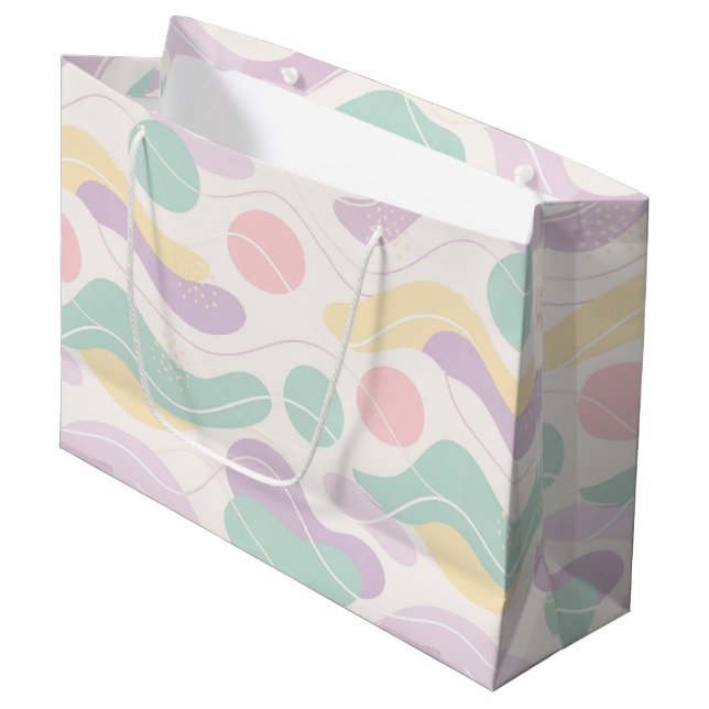 Pastel Abstract Seamless Pattern Waves and Circles Large Gift Bag (Front Angled)