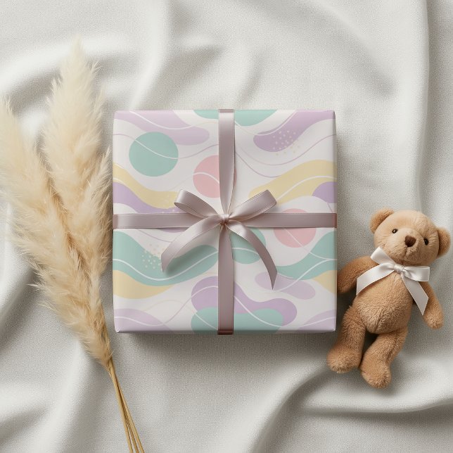 Pastel Abstract Seamless Pattern Waves and Circles Wrapping Paper (Creator Uploaded)