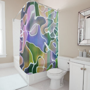 Pastel Abstract Stripes Shower Curtain