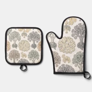 Pastel Abstract Tree Coral Seamless Pattern  Oven Mitt & Pot Holder Set