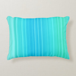 Pastel Abstract Turquoise Blue Green Stripes Accent Pillow