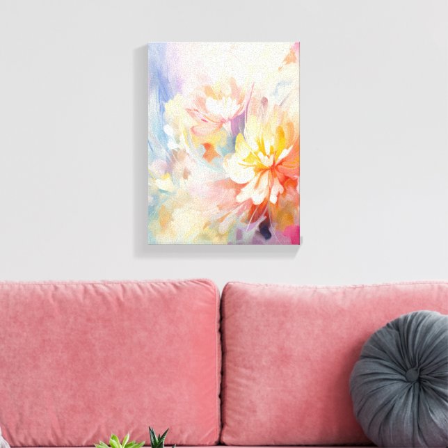 Pastel Abstract Watercolor Floral Canvas Print (Insitu(LivingRoom))