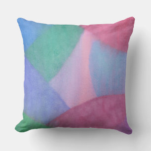Pastel Abstract Watercolor with Overlapping Shapes Throw Pillow