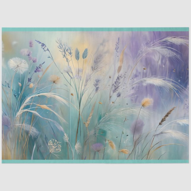 Pastel Abstract Whispers of Nature, Grasses II Tissue Paper (Front)