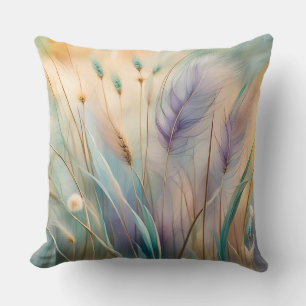 Pastel Abstract Whispers of Nature, Grasses III Throw Pillow