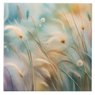 Pastel Abstract Whispers of Nature, Grasses IV Tile