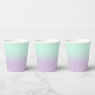 Pastel Aesthetic Mint And Lilac Gradient Ombre   Paper Cups