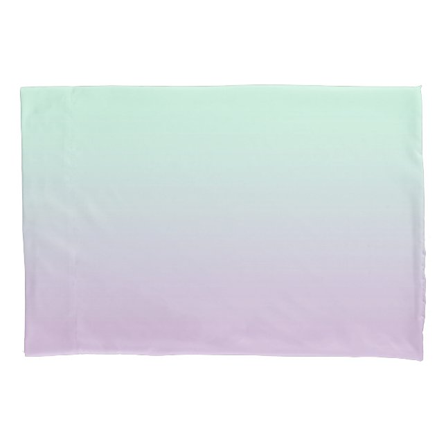 Pastel Aesthetic Mint And Lilac Gradient Ombre  Pillowcase (Front)