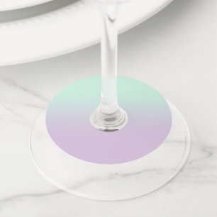 Pastel Aesthetic Mint And Lilac Gradient Ombre   Wine Glass Tag