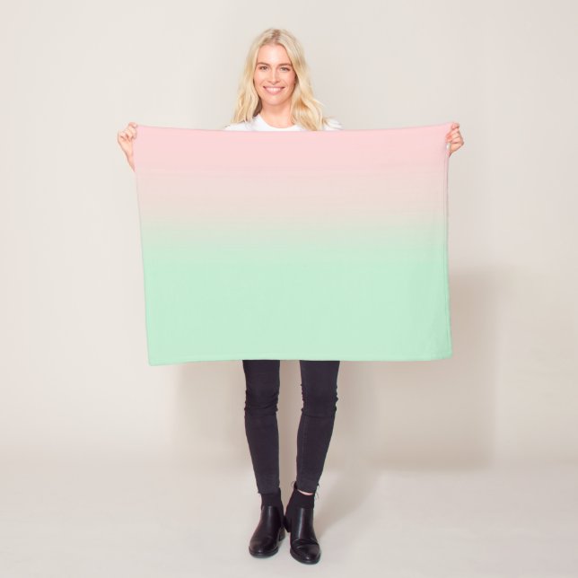 Pastel Aesthetic Muted Gradient Pink Mint Green   Fleece Blanket (In Situ)