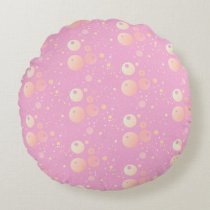 Pastel aesthetic pink dots pattern  round pillow