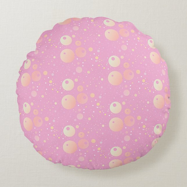Pastel aesthetic pink dots pattern  round pillow (Front)