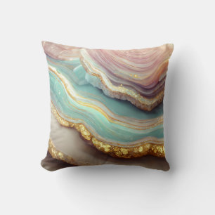 Pastel Agate Geode Stone Throw Pillow