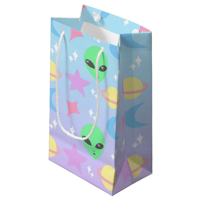 Pastel Alien Pattern Small Gift Bag (Front Angled)