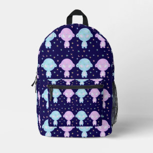 Pastel Alien Twin Sisters Cute Cosmic Kawaii Art Printed Backpack