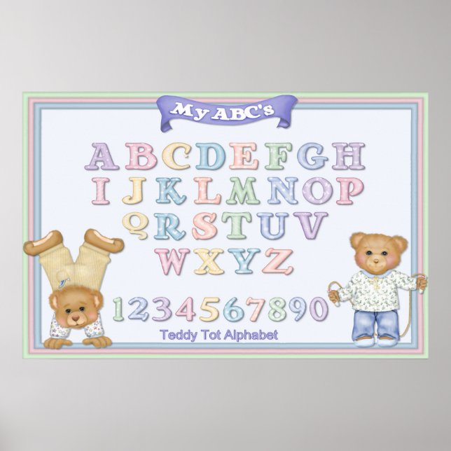 Pastel Alphabet Fun Teddy Bears Poster (Front)