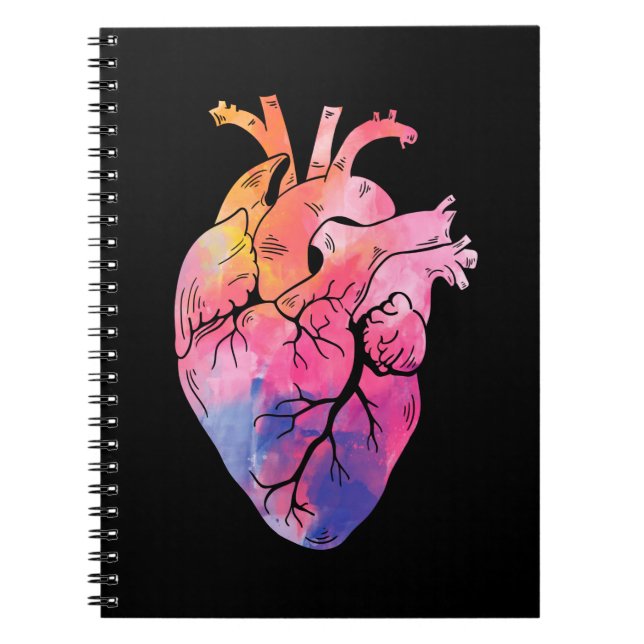 Pastel Anatomical Heart Colourful Cardiology Notebook (Front)