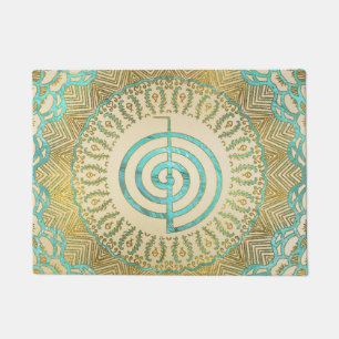 Pastel and Gold  Choku Rei Symbol in Mandala Doormat