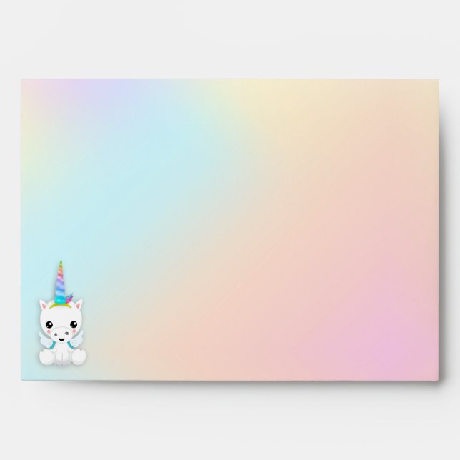 Pastel and Gold Glitter Unicorn Envelope (Front)