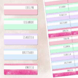 Pastel and Shimmer Skinny Font Waterproof Name