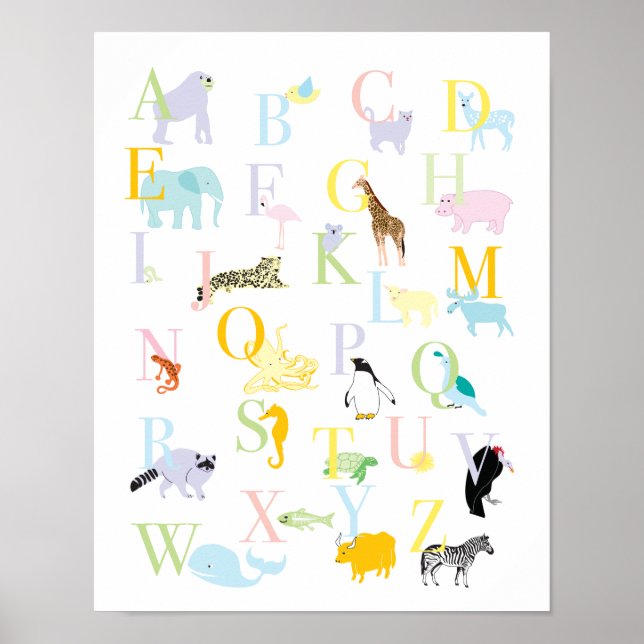 Pastel Animal ABC Print (Front)