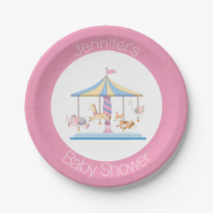 Pastel Animal Carousel Baby Shower Plate