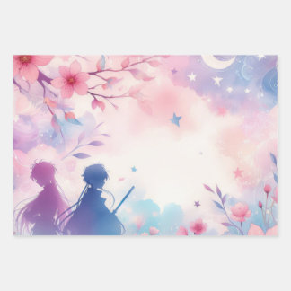 Pastel Anime Papier à envelopper illustré