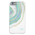 Pastel Aqua and Purple Agate with Monogram