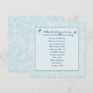 pastel aqua damask vow renewal invitation