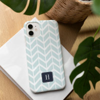 Pastel Aqua Geometric Pattern Monogram