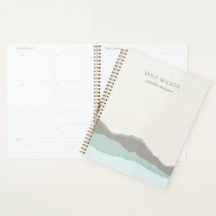 Pastel Aqua Grey Kraft Mountain Wave Tordu Edge