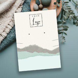 Pastel Aqua Kraft Mountain Wave Earring Necklace Business Card