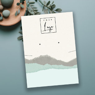 Pastel Aqua Kraft Mountain Wave Earring Necklace Business Card