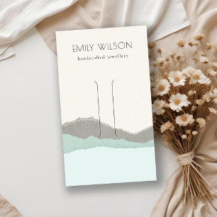 Pastel Aqua Kraft Mountain Wave Hair Clip Display Business Card