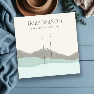 Pastel Aqua Kraft Mountain Wave Hair Clip Display Square Business Card