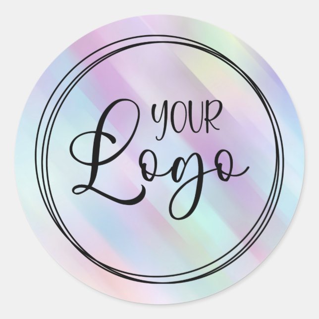 Pastel Aqua Purple Iridescent Colours Logo Classic Round Sticker (Front)