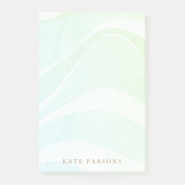 Pastel Aqua Tropical Retro Watercolor Waves Post-it Notes (Front)