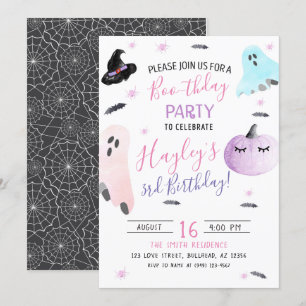 Pastel Aquarelle Boothday Ghost Invitation