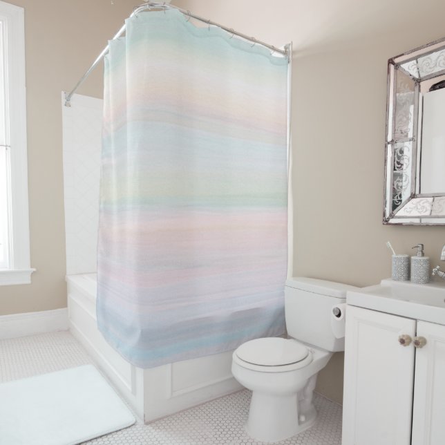 Pastel Aquarelle Motif rideau de douche (En situation)
