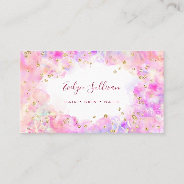 pastel aquarelle or parties scintillant carte de v (Devant)