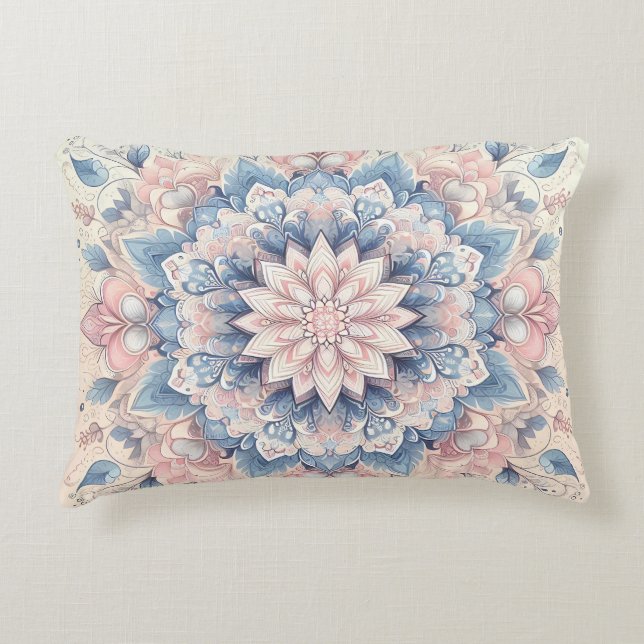 Pastel Arabesque Mandala Art Accent Pillow (Front)