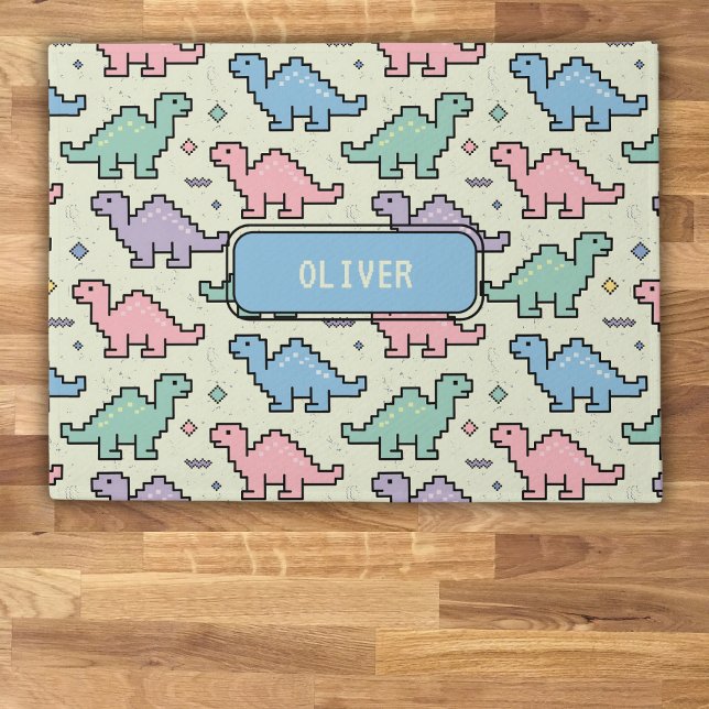 Pastel Arcade Dinosaur Pixel Silhouettes Pattern Doormat (Creator Uploaded)