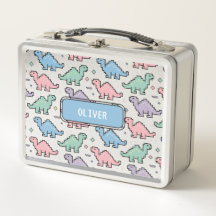 Pastel Arcade Dinosaur Pixel Silhouettes Pattern