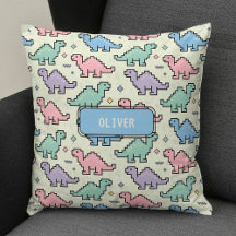 Pastel Arcade Dinosaur Pixel Silhouettes Pattern