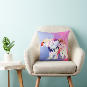 Pastel Arctic Explorer in Watercolour       Throw Pillow
