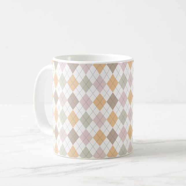 Pastel Argyle Pattern Mug (Front Left)