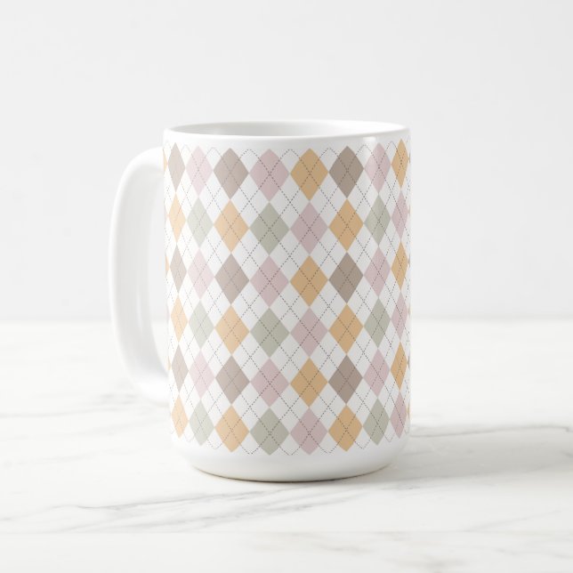 Pastel Argyle Pattern Mug (Front Left)